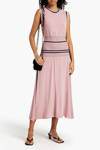 M MISSONI Stretch-jersey and ribbed-knit midi dress