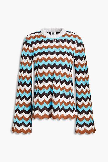 M MISSONI Pointelle-trimmed striped wool-blend sweater