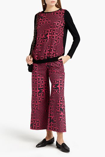 M MISSONI Cropped printed cotton wide-leg pants