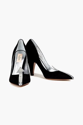 VALENTINO GARAVANI Pumps aus Veloursleder mit Metallic-Besatz