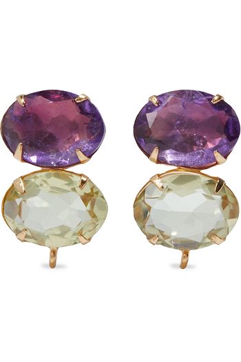 BOUNKIT Gold-tone, amethyst and lemon quartz earrings