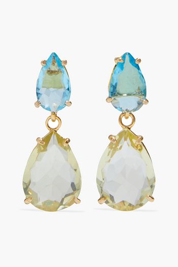 BOUNKIT Convertible gold-tone blue and lemon quartz earrings