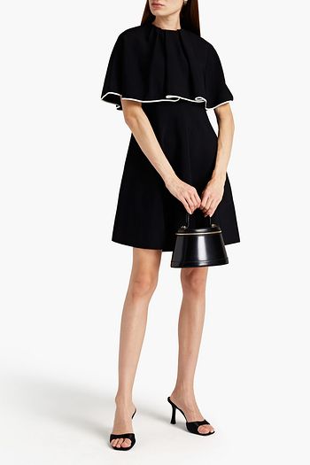 VALENTINO Cape-effect gathered stretch-knit mini dress