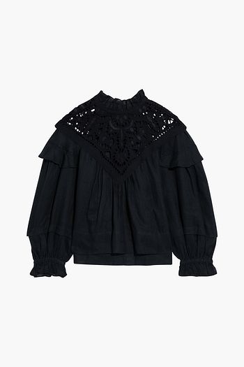 ISABEL MARANT Geoffrey broderie anglaise-paneled linen blouse