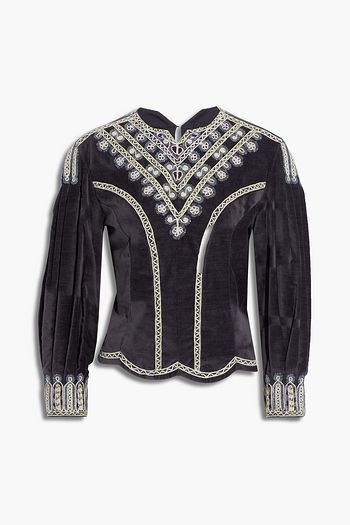ISABEL MARANT Amita embroidered cotton-velvet top