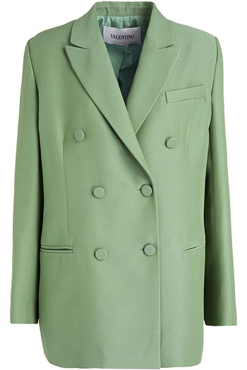 VALENTINO Double-breasted silk and wool-blend crepe blazer