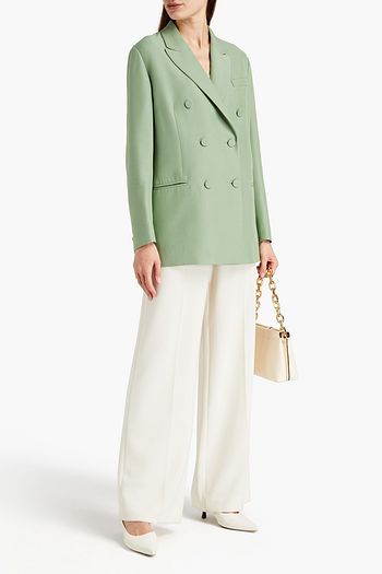 VALENTINO Double-breasted silk and wool-blend crepe blazer