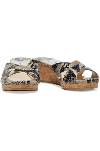 JIMMY CHOO Almer 50 snake-effect leather wedge sandals