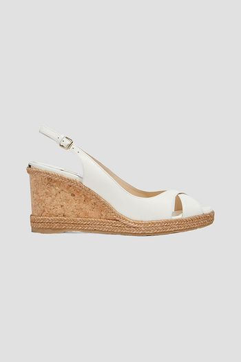 JIMMY CHOO Amely textured-leather wedge slingback sandals