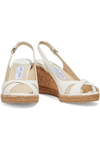 JIMMY CHOO Amely textured-leather wedge slingback sandals
