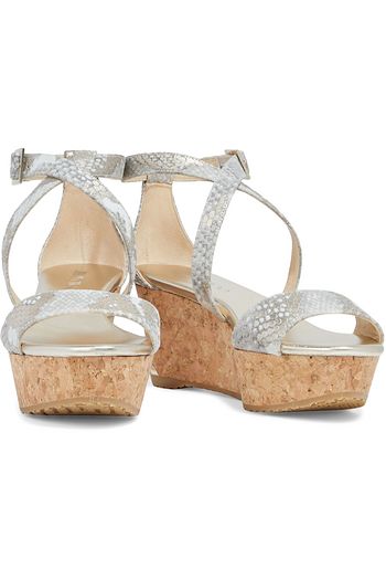 JIMMY CHOO Portia 70 snake-effect leather wedge sandals