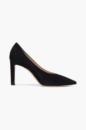JIMMY CHOO Baker 85 PVC-trimmed suede pumps