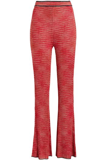 M MISSONI Metallic-trimmed marled ribbed-knit flared pants
