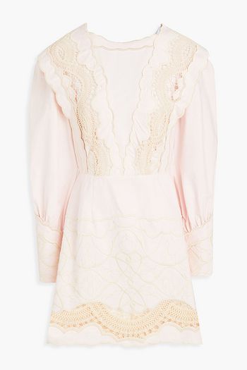 ALBERTA FERRETTI Crochet-trimmed cotton mini dress
