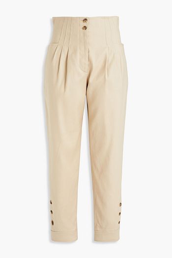 ALBERTA FERRETTI Cotton and linen-blend twill tapered pants