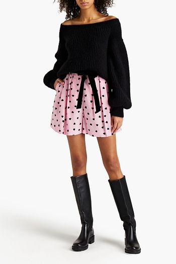 VALENTINO Bedruckte Shorts aus Crêpe de Chine aus Seide mit Falten und Gürtel