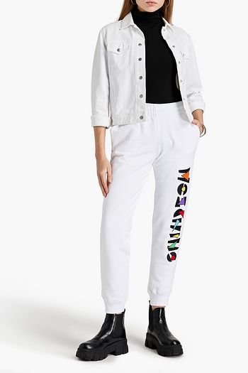 MOSCHINO Embroidered French cotton-terry track pants