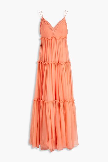 ALBERTA FERRETTI Ruffle-trimmed gathered silk-voile maxi dress