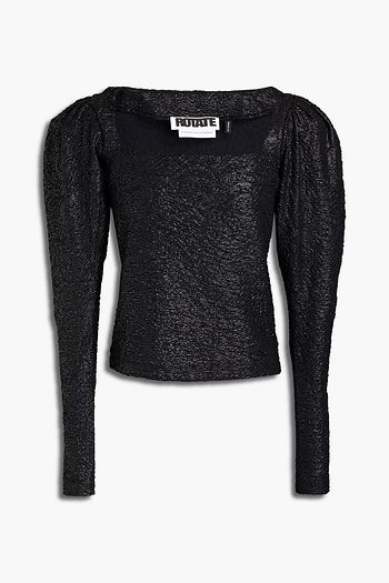 ROTATE BIRGER CHRISTENSEN Stevie gathered metallic jacquard top