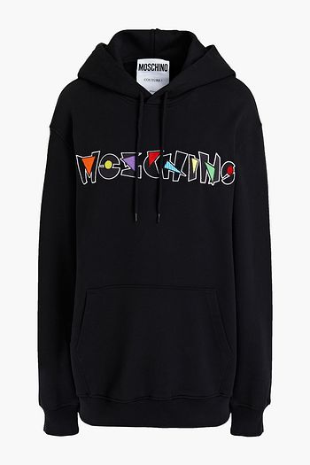 MOSCHINO Embroidered French cotton-terry hoodie
