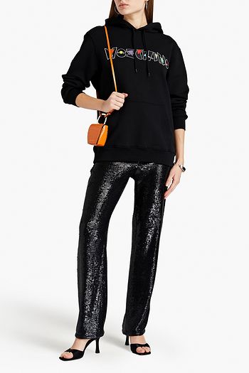 MOSCHINO Embroidered French cotton-terry hoodie