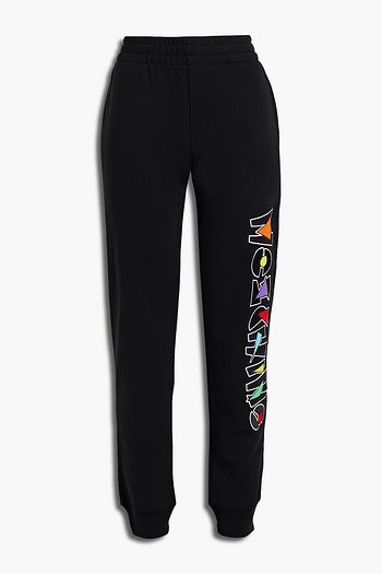 MOSCHINO Embroidered French cotton-terry track pants