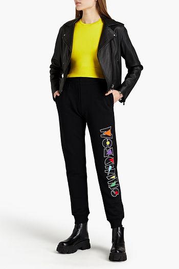 MOSCHINO Embroidered French cotton-terry track pants