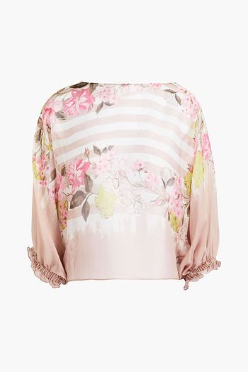 ALBERTA FERRETTI Ruffled printed silk-voile blouse