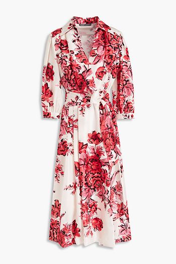 ALBERTA FERRETTI Wrap-effect floral-print silk-satin midi dress