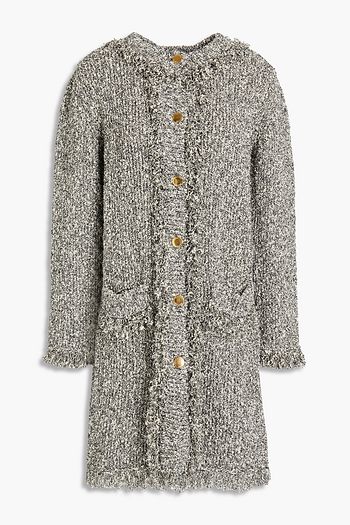 BOUTIQUE MOSCHINO Mantel aus Bouclé aus einer melierten Baumwollmischung mit Fransen