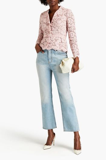 VALENTINO Belted cotton-blend corded lace blazer