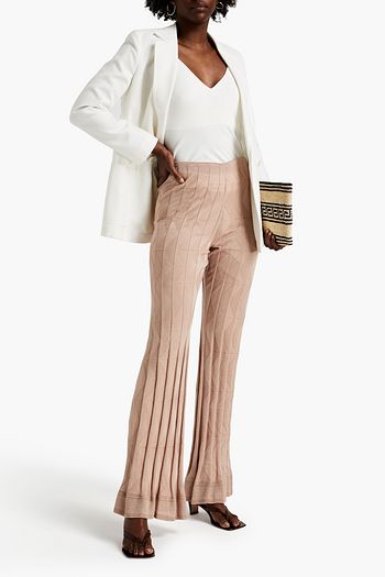 M MISSONI Pleated crochet-knit wool-blend flared pants