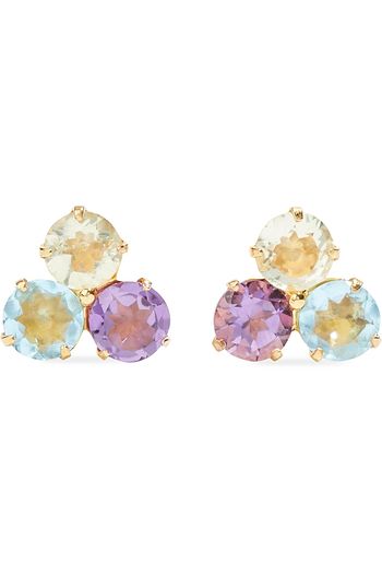 BOUNKIT Goldfarbene Ohrringe mit Amethyst und Quarz