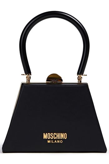 MOSCHINO Logo-appliquéd leather tote