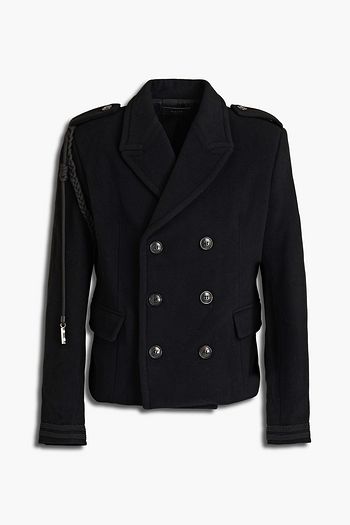 AMIRI Double-breasted embroidered wool-blend felt coat