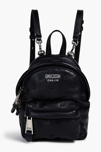 MOSCHINO Logo-appliquéd quilted leather backpack