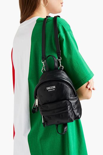 MOSCHINO Logo-appliquéd quilted leather backpack
