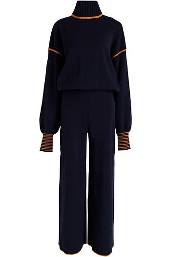 ROKSANDA Zweifarbiger Jumpsuit aus einer Woll-Kaschmirmischung mit Raffung