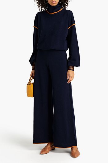 ROKSANDA Zweifarbiger Jumpsuit aus einer Woll-Kaschmirmischung mit Raffung