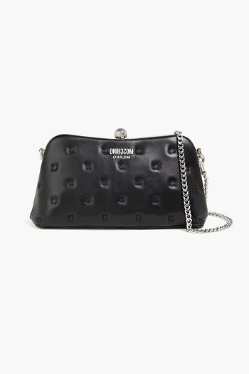 MOSCHINO Logo-appliquéd quilted leather shoulder bag