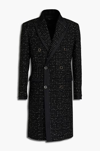 AMIRI Double-breasted satin-trimmed tweed coat