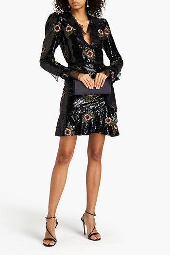 GIAMBATTISTA VALLI Minikleid aus Tüll mit Stickereien und Verzierung