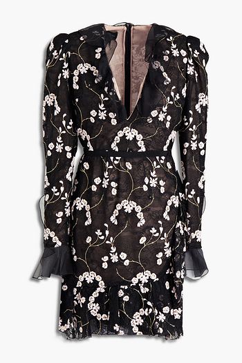 GIAMBATTISTA VALLI Verziertes Minikleid aus Spitze mit Stickereien