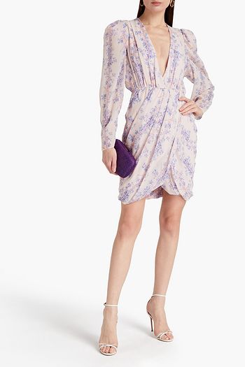 GIAMBATTISTA VALLI Bedrucktes Minikleid aus Seiden-Crêpe mit Falten und Wickeleffekt