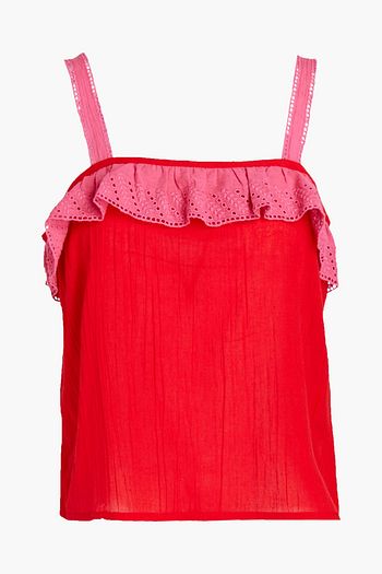 ANTIK BATIK Aime broderie anglaise-trimmed cotton-gauze top