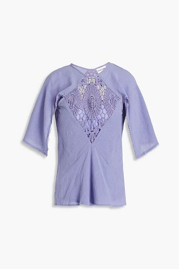 ANTIK BATIK Sola guipure lace-paneled cotton-gauze top