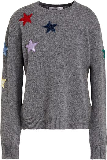 VALENTINO Embellished wool and cashmere-blend sweater