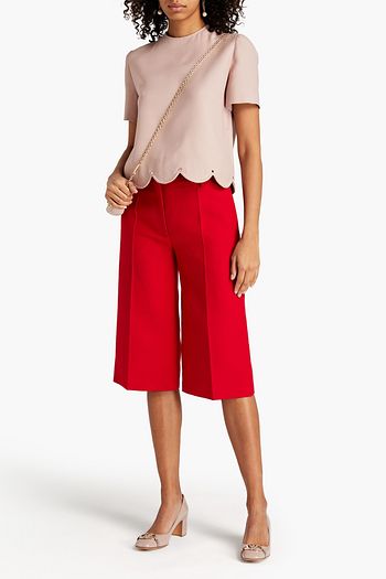 VALENTINO Wool and silk-blend crepe shorts