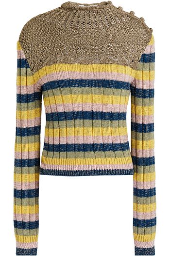 VALENTINO Ribbed metallic striped wool sweater