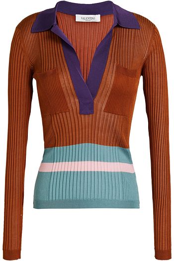 VALENTINO Ribbed color-block silk sweater